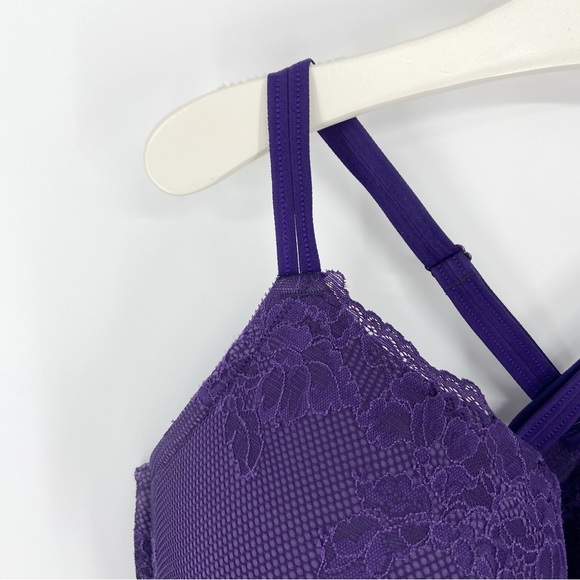 Torrid XO Plunge Push Up Purple Lace and Mesh Overlay Bra Size 46DDD *READ* - Picture 2 of 14